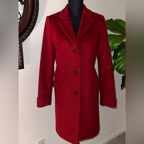 Ralph Lauren Women’s Single Breast Crimson Wool Blend Dress Over Coat Size 8 - Picture 16 of 16